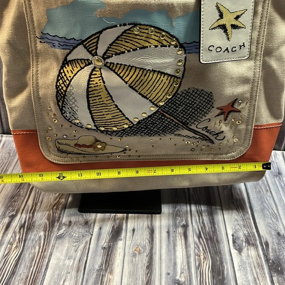RARE: Coach-Pierre Le Tan Collab Beach Umbrella Canvas Tote with card holder. - Picture 9 of 16